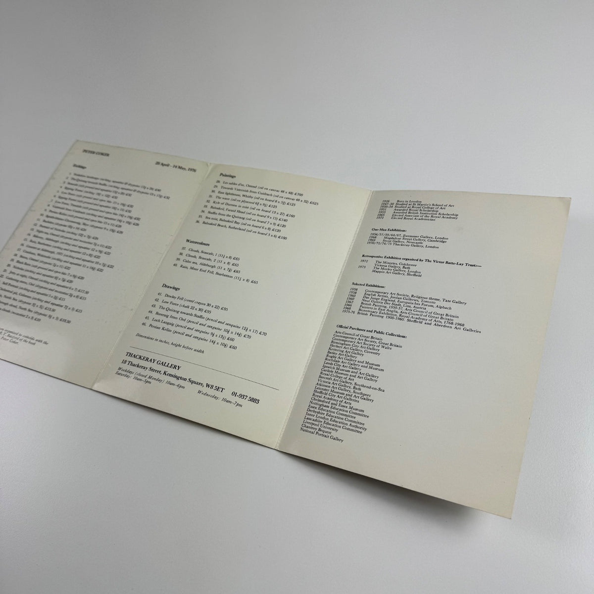 Folding card Peter Coker | Thackeray Gallery, 1976