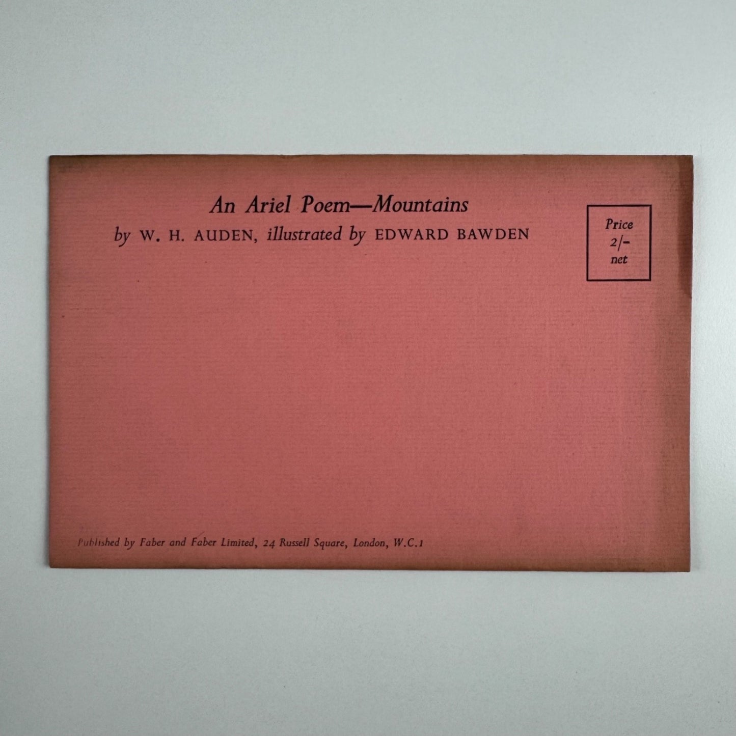 An Ariel Poem - Mountains by W.H. Auden illustrated by Edward Bawden, Faber & Faber 1954 unopened envelope