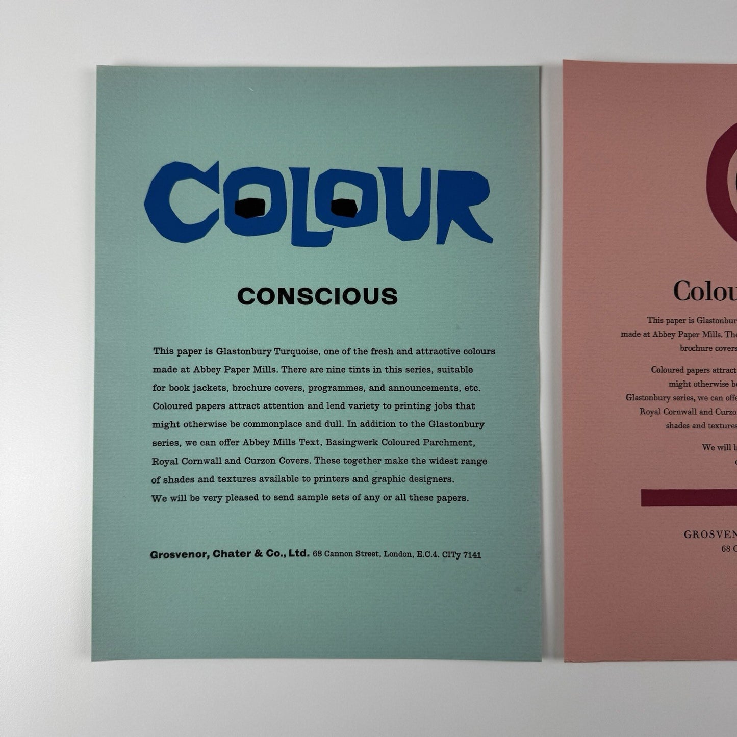 3 x paper samples | Colour Conscious – Grosvenor, Chater & Co Glastonbury 1960s