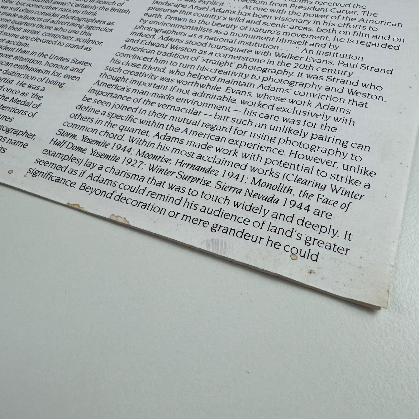 Leaflet for the exhibition Ansel Adams at The Barbican 1987