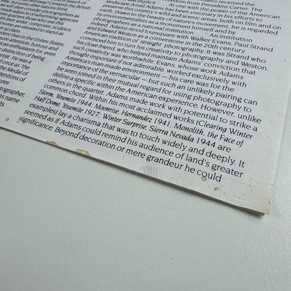 Leaflet for the exhibition Ansel Adams at The Barbican 1987