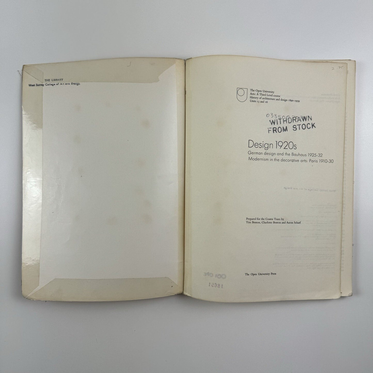 Design 1920’s | Open University textbook | Tim Benton, Charlotte Benton, Aaron Scharf, 1975