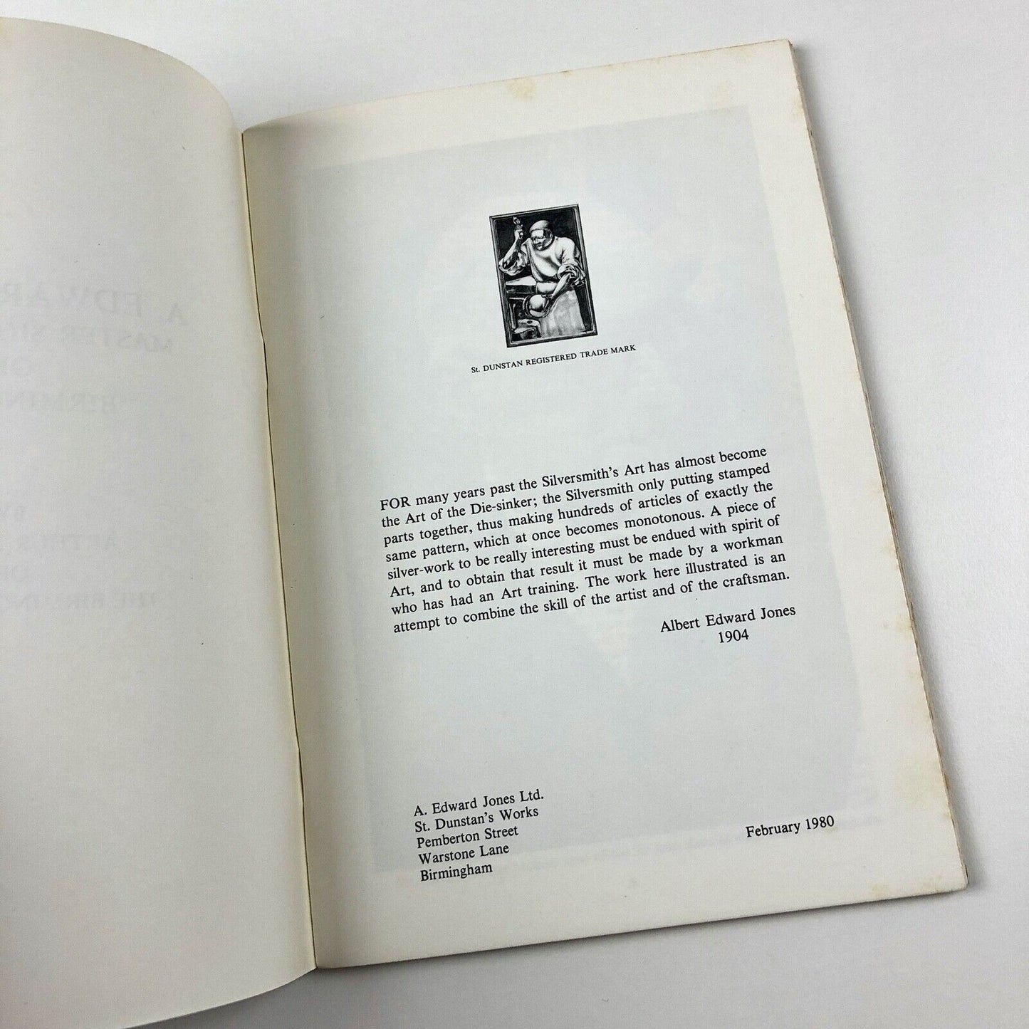 A. [Albert] Edward Jones Master Silversmith of Birmingham by Arthur Sutton, 1980