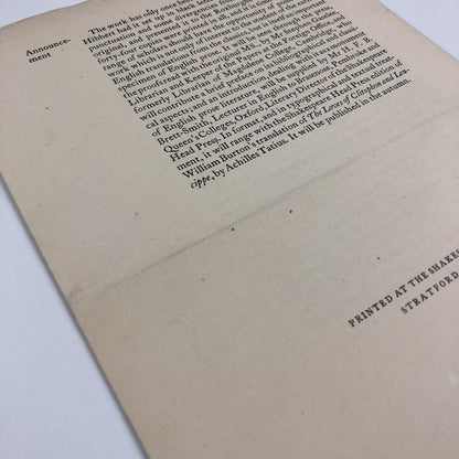 Prospectus – Ovyde Hys Booke of Methamorphose | William Caxton | Basil Blackwell 1923