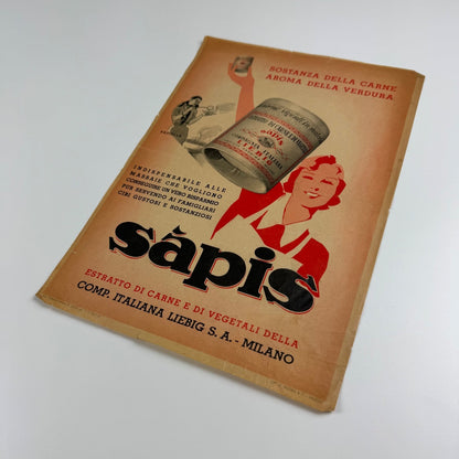 Liebig small paper advert Sàpis Compagnia Italiana Liebig 1937