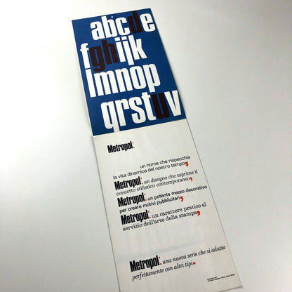 Metropol type specimen leaflet | Societá Nebiolo, Torino | Attrazione Grafica, undated