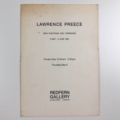 Lawrence Preece New paintings and drawings | Redfern Gallery 1982, folded card