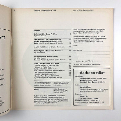 Form magazine – issues 1 to 7 | Philip Steadman Stephen Bann Sep 1966 - Mar 1968