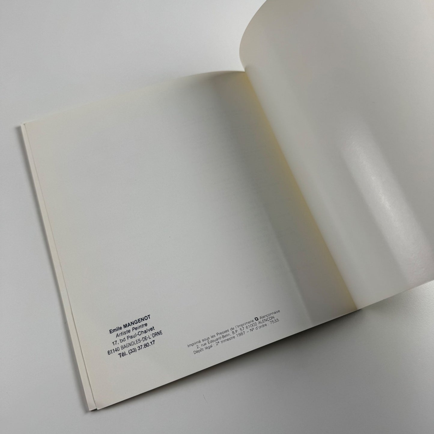 Emile Mangenot | catalogue to accompany the exhibition held in 1987