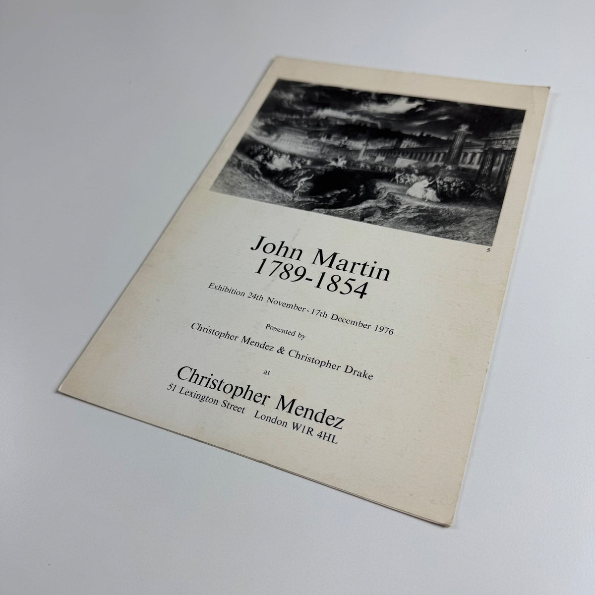 Leaflet/catalogue John Martin 1789-1854 | Christopher Mendez 1976