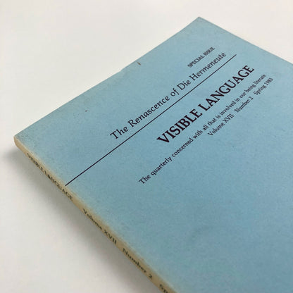 Visible Language journal Vol XVII, No. 2, Spring 1983 | The Renascence of Die Hermeneute
