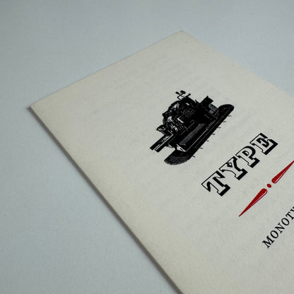 Leaflet Type Monotype faces from The Hand Press, Summer 1990