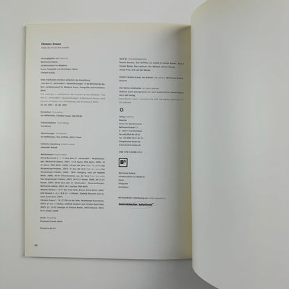 Clemens Krauss. Arbeit die wie ein Bild aussieht | Berlinische Galerie exhibition catalogue, 2007