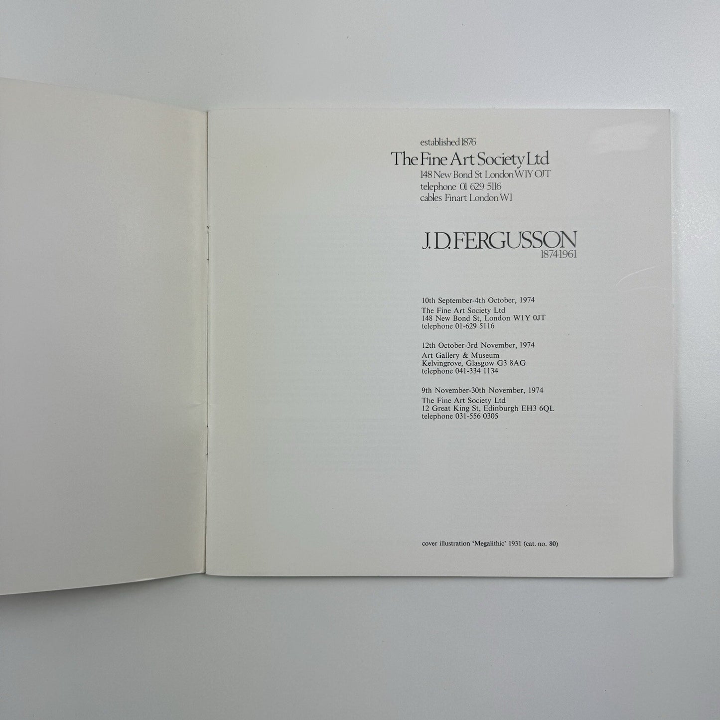 J.D. Fergusson 1874-1961 | Fine Art Society exhibition catalogue, 1974