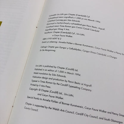 Urs Lüthi | Chapter (Cardiff) | Foreword by Stuart Cameron, 1994 leaflet