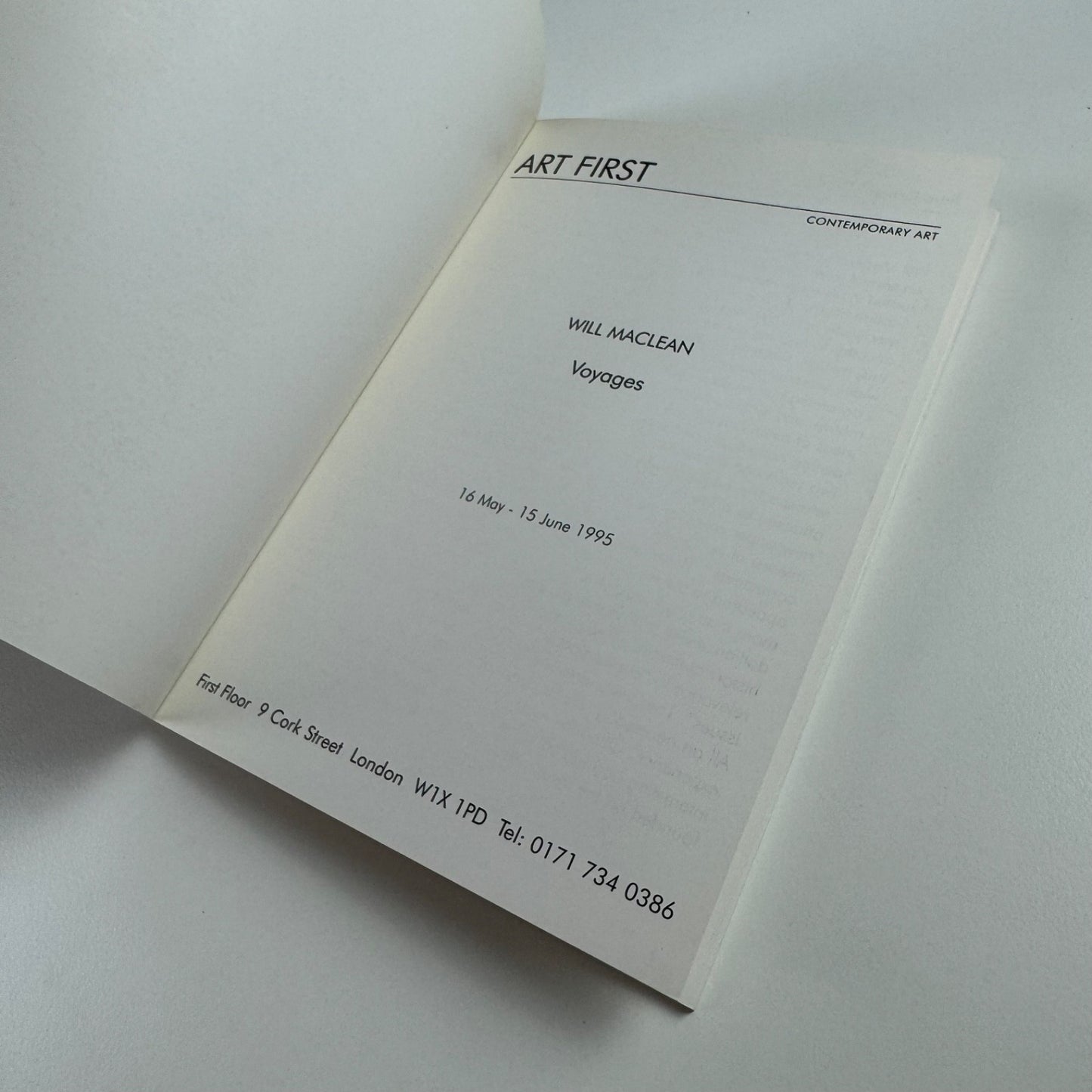 Will Maclean. Voyages | Art First, London, 1995