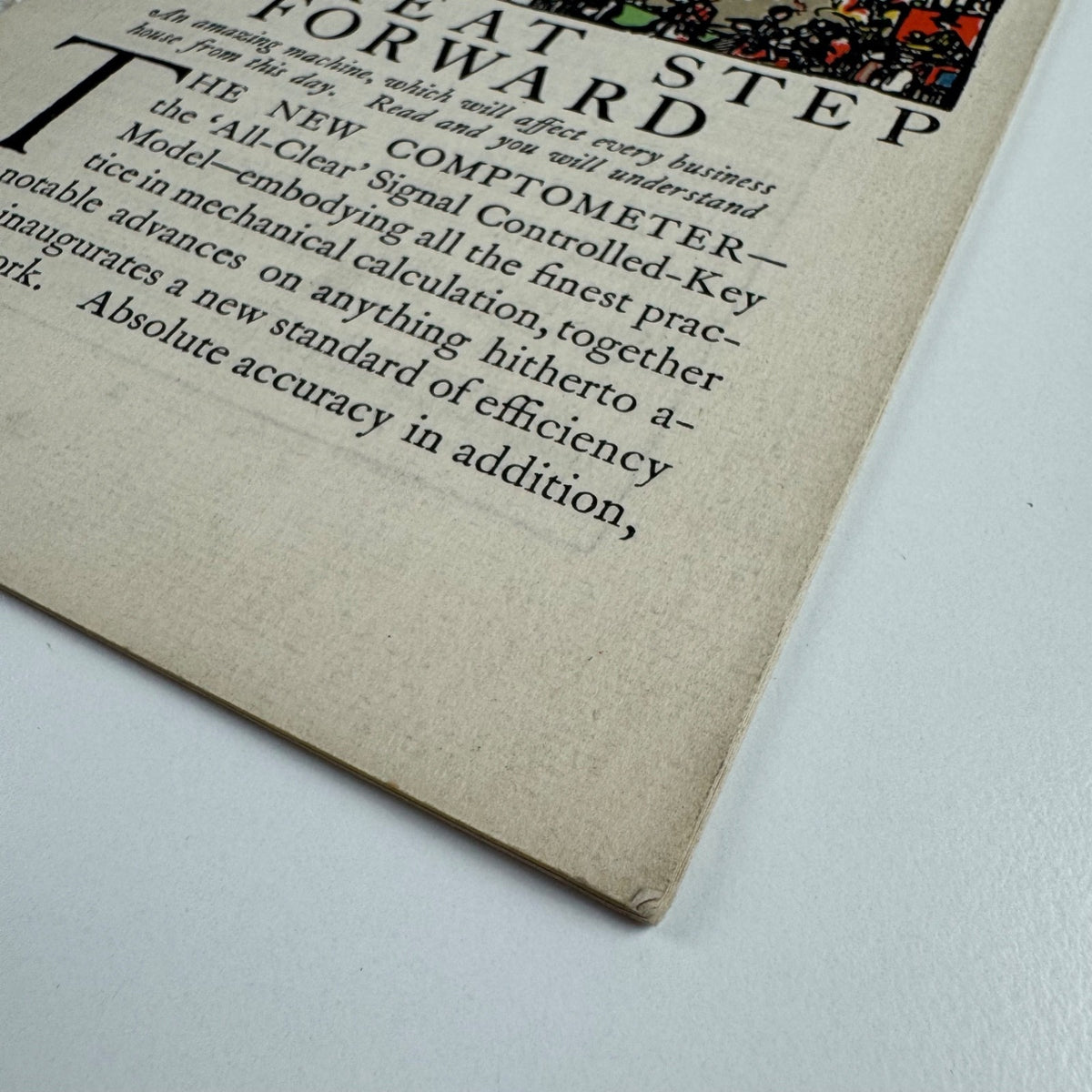 Booklet A great step forward. An amazing machine. The new comptometer. Booklet designed by  Claud Lovat Fraser Curwen Press 1921
