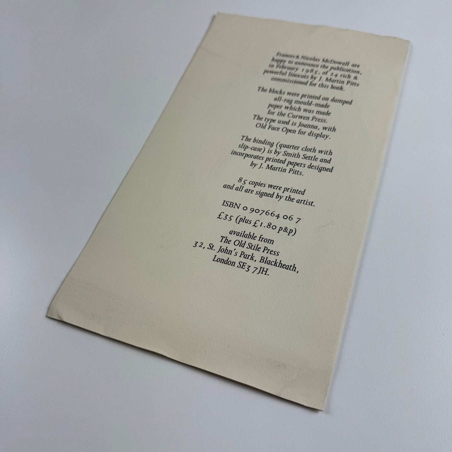 Prospectus for Twenty-four nudes. Linocuts by J. Martin Pitts | The Old Stile Press, 1985