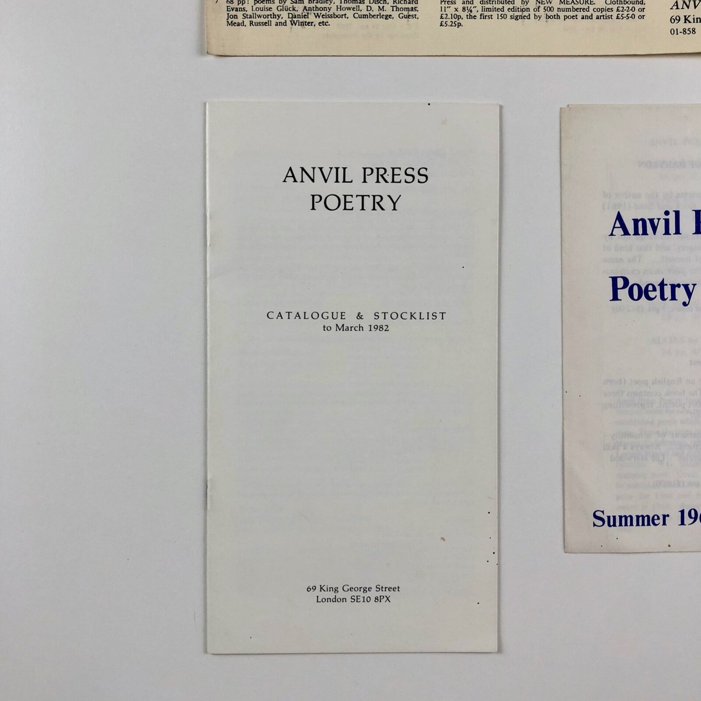 Three Anvil Press Poetry leaflets – 1967-1982