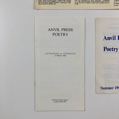 Three Anvil Press Poetry leaflets – 1967-1982
