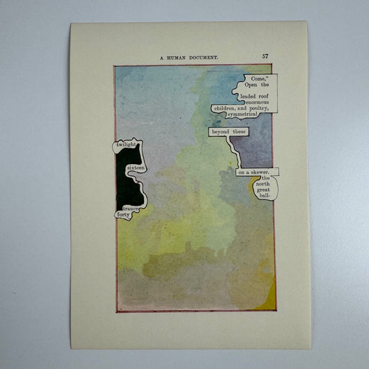 A Humument page 57 'Come," Open the leaded' by Tom Phillips Tetrad Press, 1970