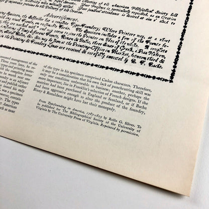 Keepsake presented to the Friends of The Composing Room, Inc.  A Specimen of Printing Types Benjamin Franklin Bache's Printing Office
