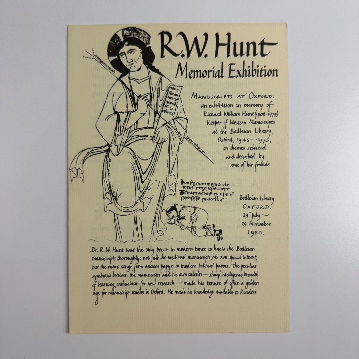 Leaflet R.W. Hunt Memorial Exhibition | Bodleian Library, Oxford, 1980
