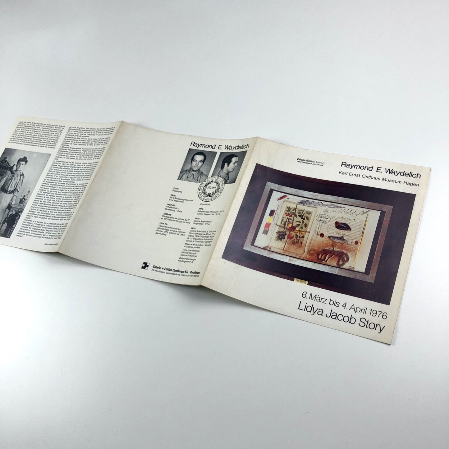 Raymond E. Waydelich. Lidya Jacob Story | Karl Erst Osthaus Museum Hagen, folded card, 1976
