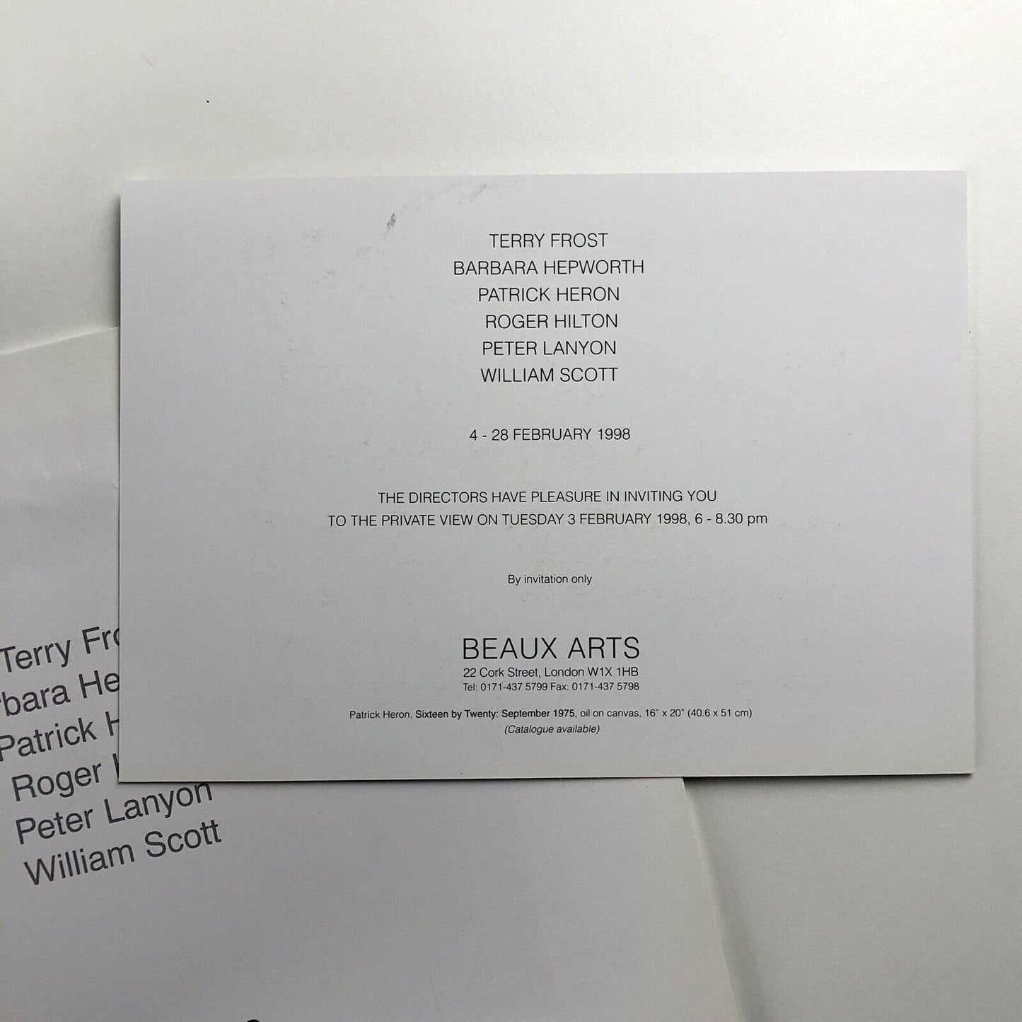 Beaux Arts exhibition catalogue booklet, 1998 | Frost / Hepworth / Heron / Hilton / Lanyon / Scott