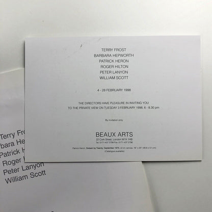 Beaux Arts exhibition catalogue booklet, 1998 | Frost / Hepworth / Heron / Hilton / Lanyon / Scott