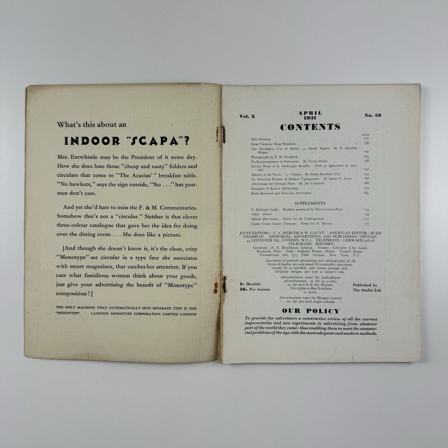 Commercial Art – The Advertisers Magazine April 1931, No 58 | McKnight Kauffer