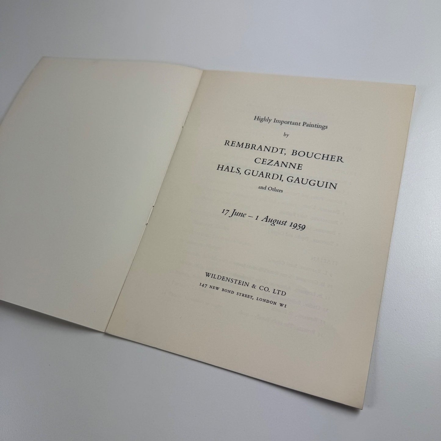 Highly Important Paintings by Rembrandt, Boucher, Cezanne, Hals, Guard, Gaughin and others | Wildenstein & Co, 1959