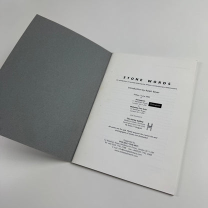 Stone Words | Wolseley Fine Arts | Pentagram, 2002 introduction by Ralph Beyer