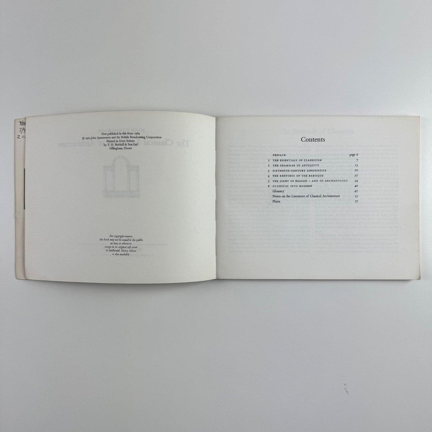 The Classical Language of Architecture by John Summerson University, 1964