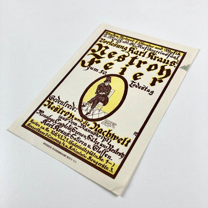 Small leaflet printed by Brüder Rosenheim, Vienna | Lecture by Karl Kraus
