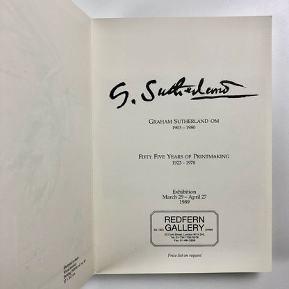 Graham Sutherland Printmaking exhibition – folded card | Redfern Gallery, 1989