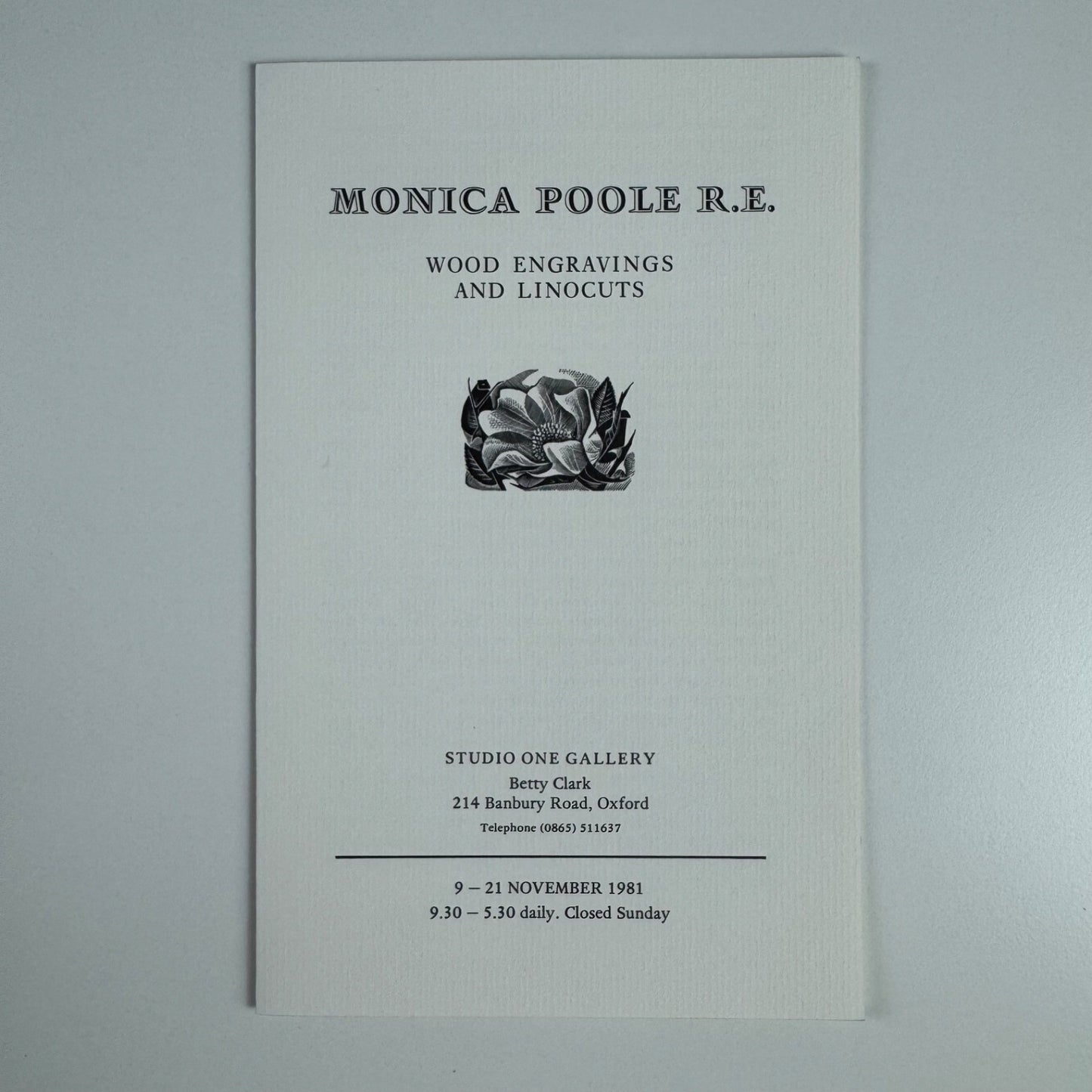 Monica Poole R.E. wood engravings and linocuts | Betty Clark | Studio One Gallery 1981