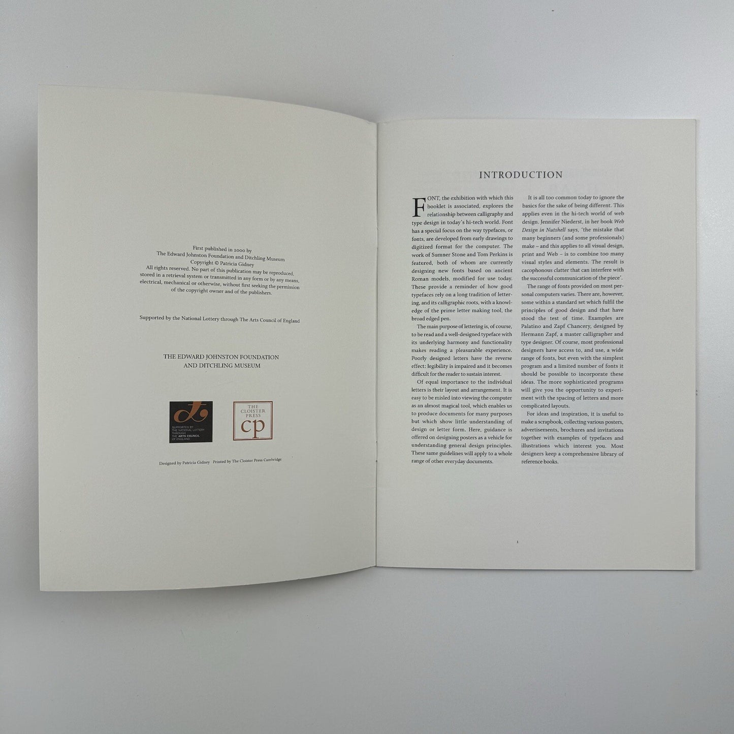 Designing Posters by Patricia Gidney 'Font' | Ditchling Museum, 2000