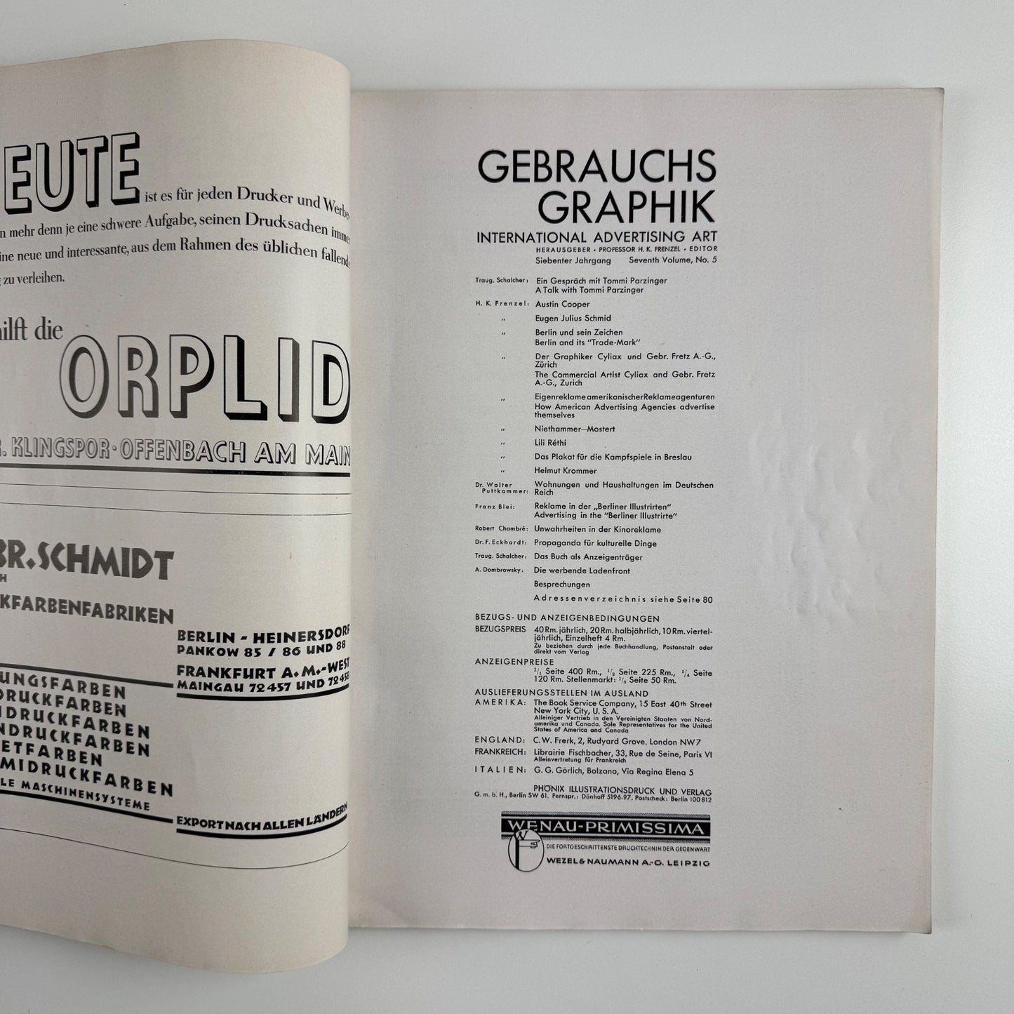 Gebrauchsgraphik International Advertising Art May 1930 Vol 7 no 5 edited by Professor HK Frenzel