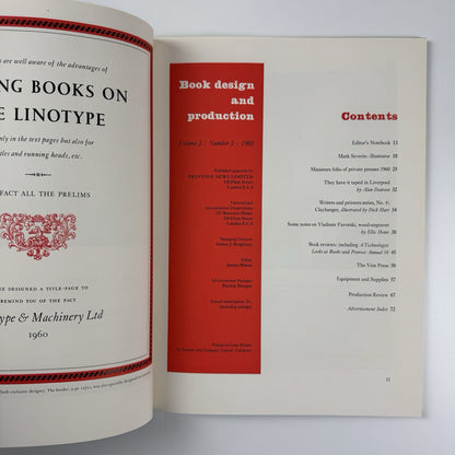 Book Design and Production | Volume 3 No 3 1960 | Printing News Ltd | Ed. James Moran