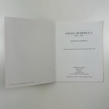 Steven Spurrier R.A. 1878-1961. Selected paintings | Paisnel Gallery catalogue, 1993