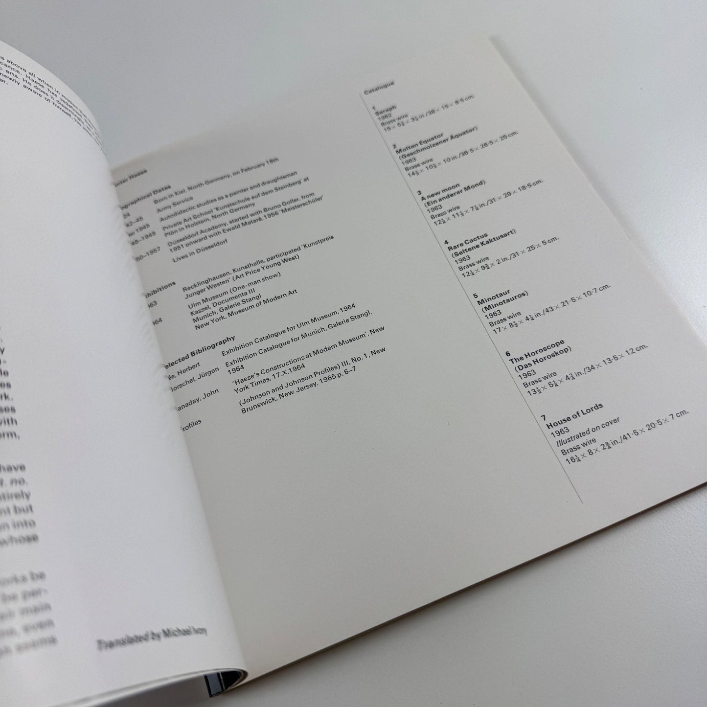 Günter Haese | Marlborough Nov-Dec 1965 cat.173 design by Gordon House