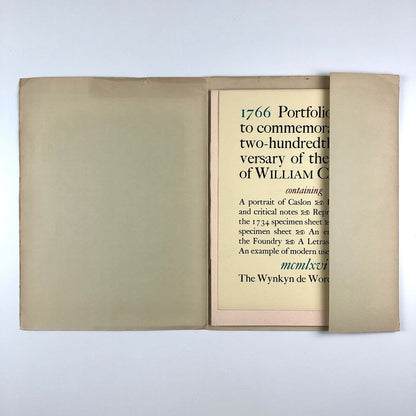William Caslon 1766–1966 | Wynkyn de Worde | Portfolio with nine inserts, 1966