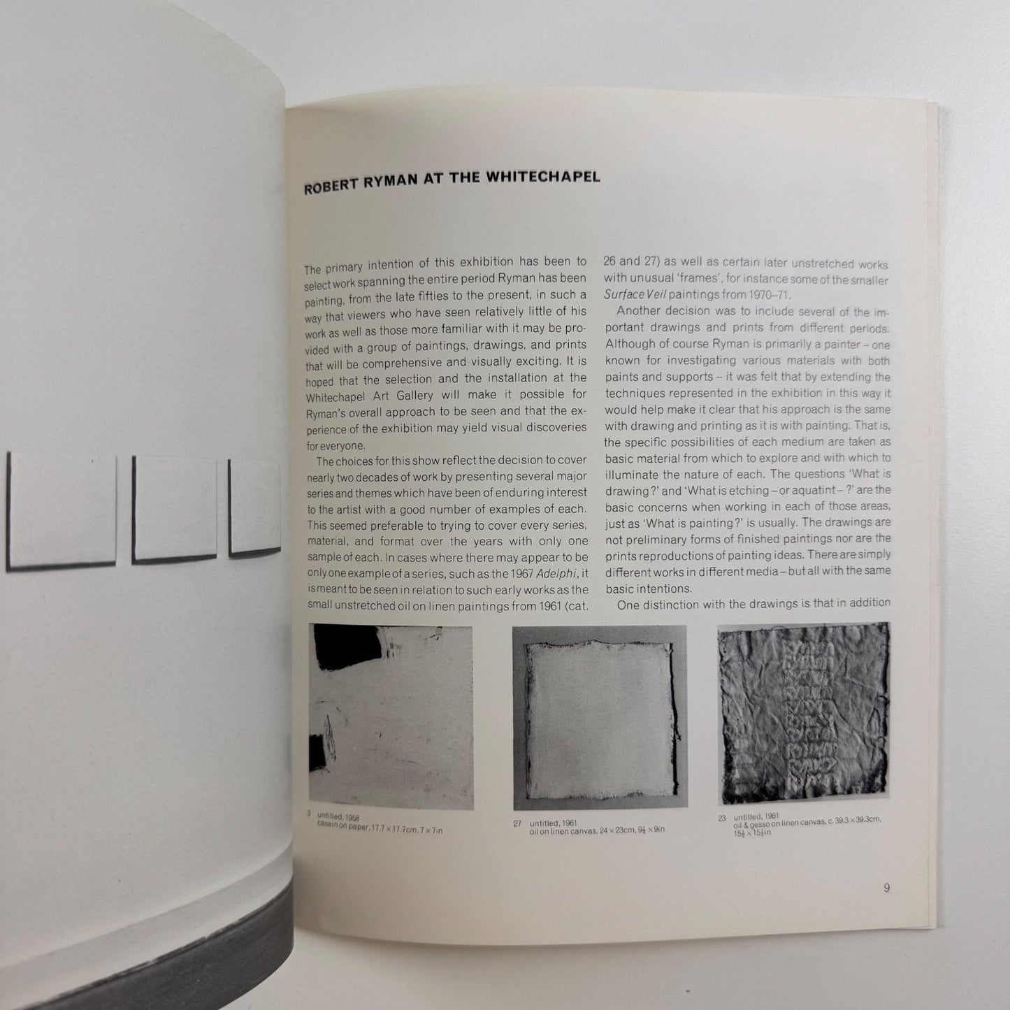 Robert Ryman | Whitechapel Art Gallery, 1977 catalogue and press release