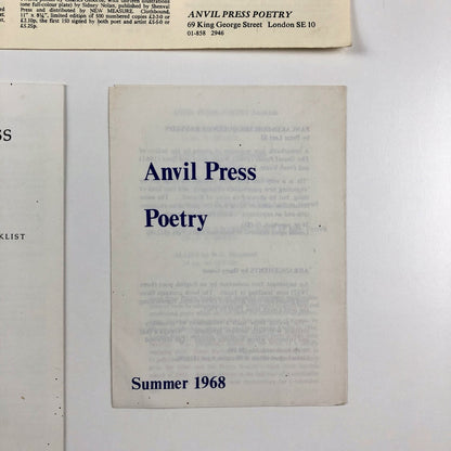 Three Anvil Press Poetry leaflets – 1967-1982