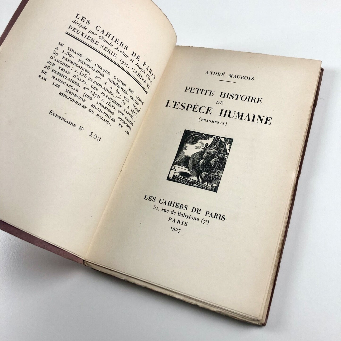 Petite histoire de l’espèce humaine by André Maurois Les Cahiers de Paris, 1937