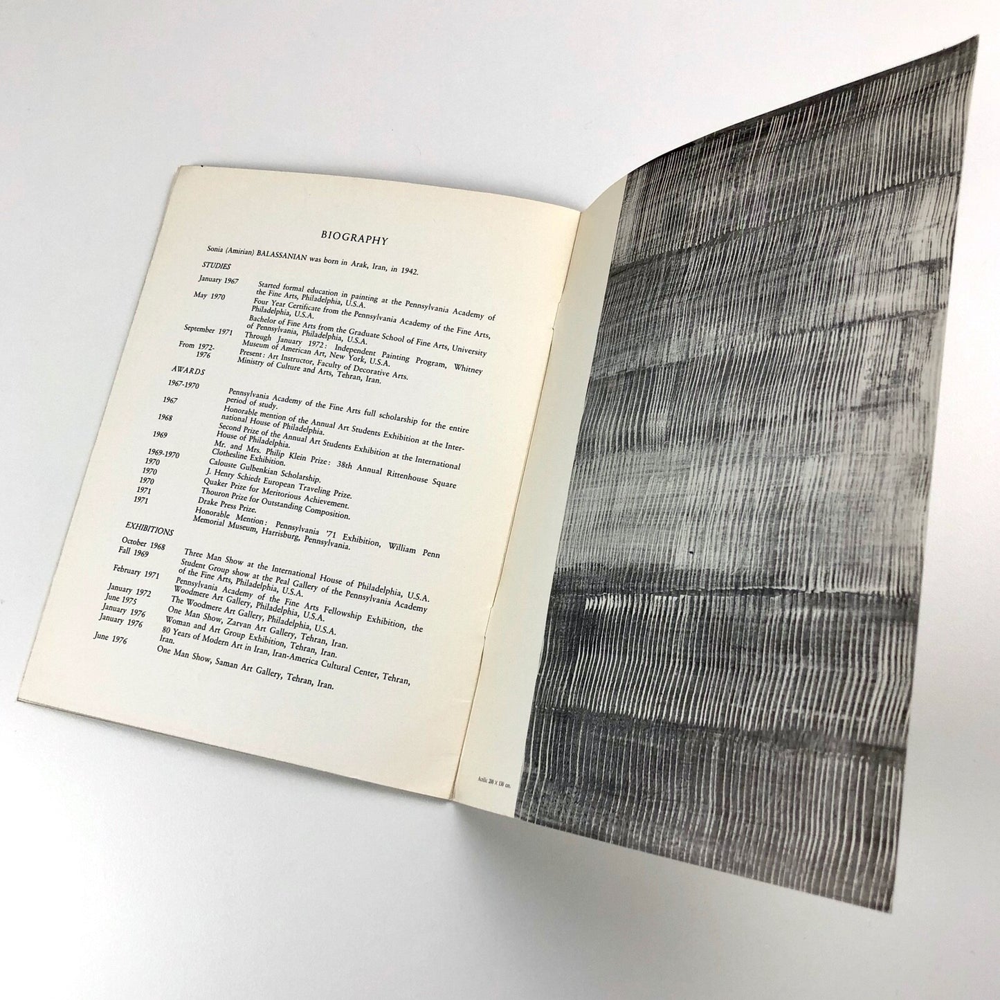 Sonia Balassanian | Negarkhanesh Saman, Tehran June 1976 | Exhibition catalogue