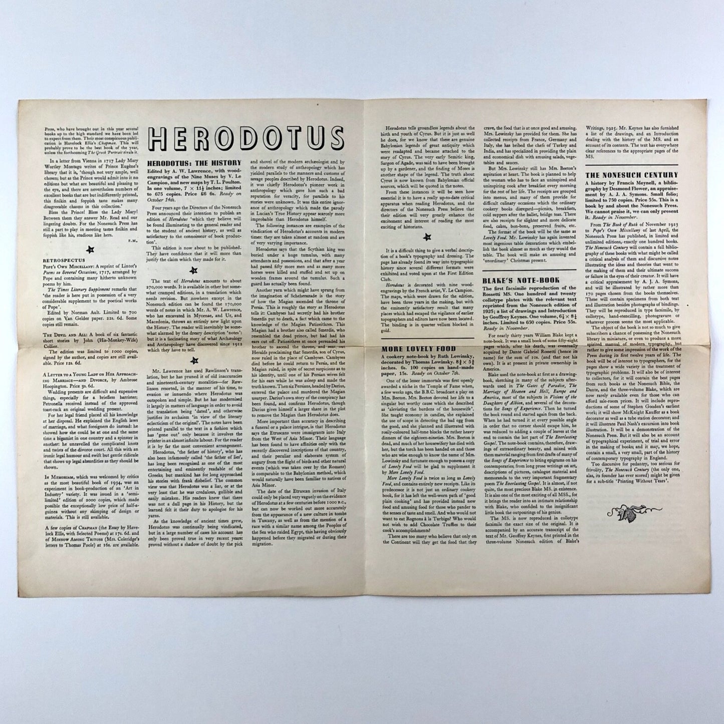 Nonesuch News – Autumn 1955 Nonesuch Press