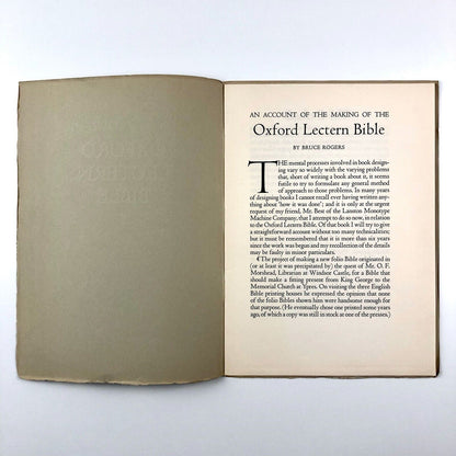 An Account of the Making of the Oxford Lectern Bible | Bruce Rogers, 1936?