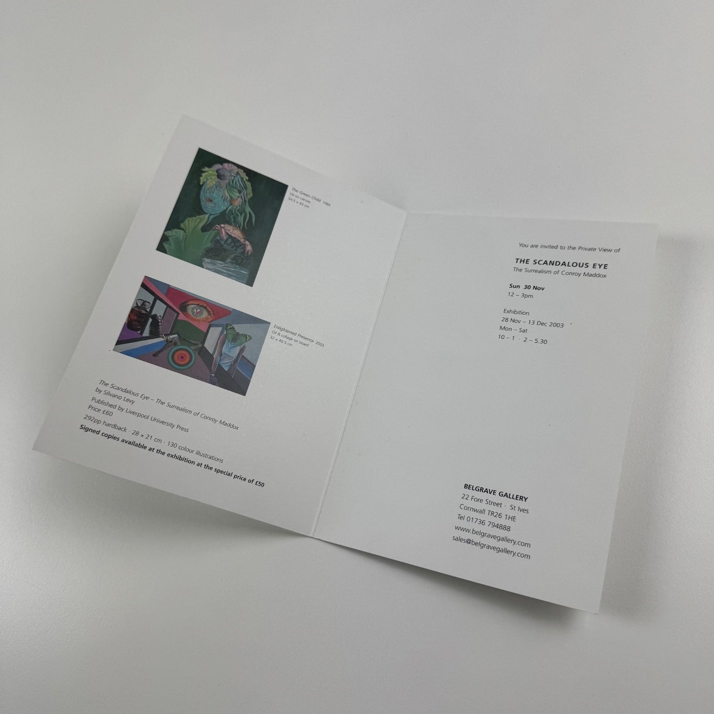 Private view invite The Scandalous Eye. The Surrealism of Conroy Maddox Belgrave, 2003